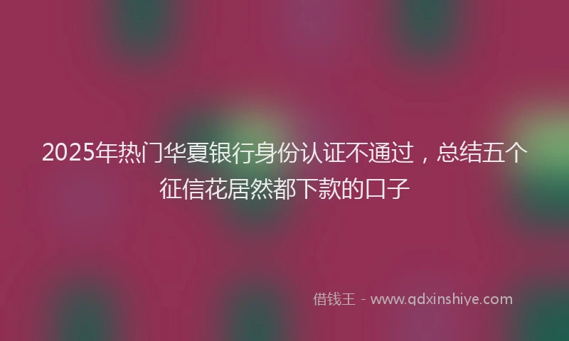 2025年热门华夏银行身份认证不通过，总结五个征信花居然都下款的口子