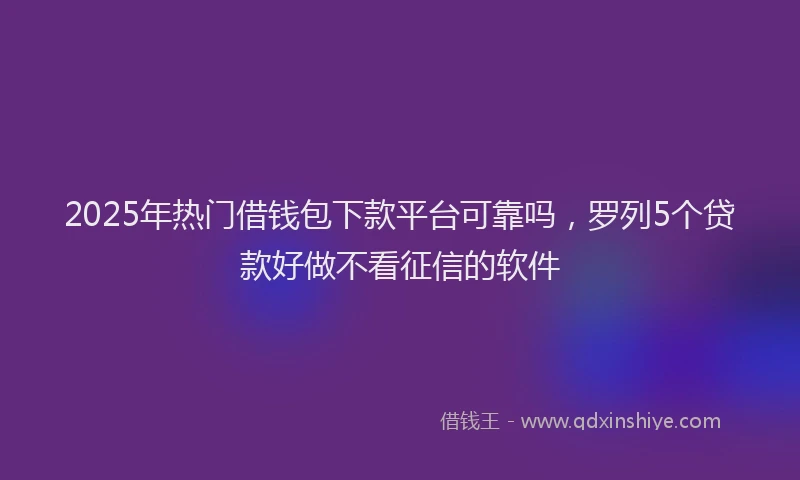 2025年热门借钱包下款平台可靠吗，罗列5个贷款好做不看征信的软件