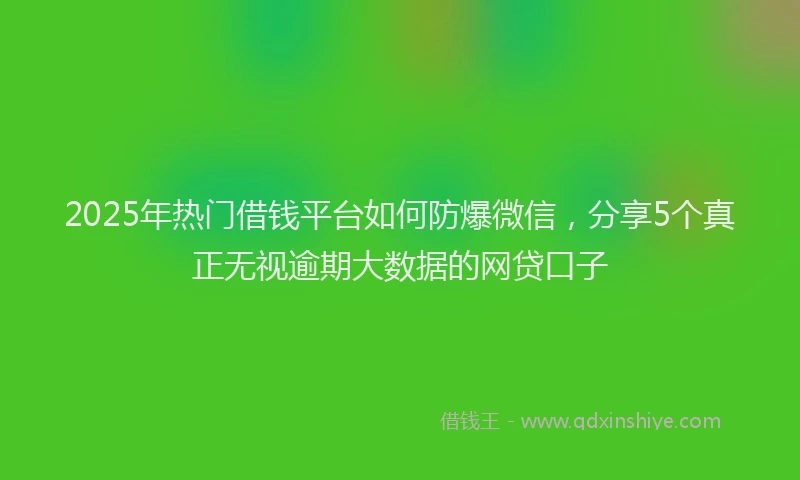 2025年热门借钱平台如何防爆微信,分享5个真正无视逾期大数据的网贷口子