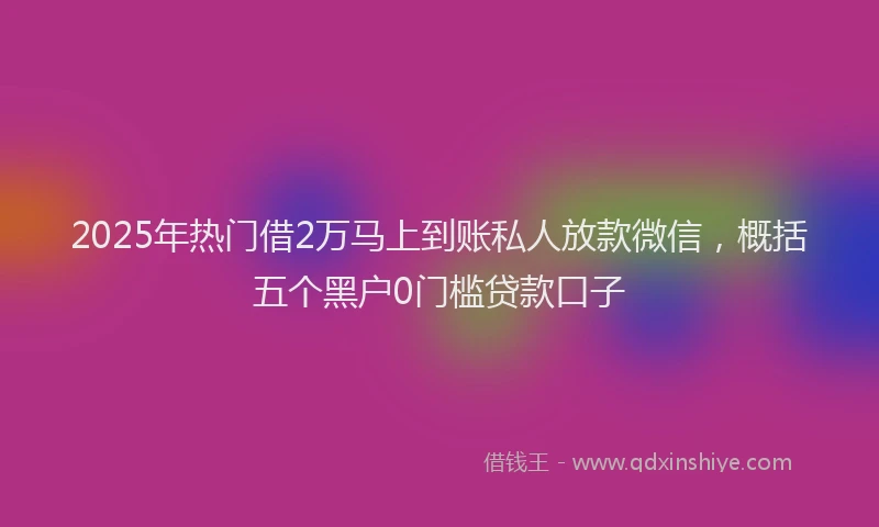 2025年热门借2万马上到账私人放款微信，概括五个黑户0门槛贷款口子