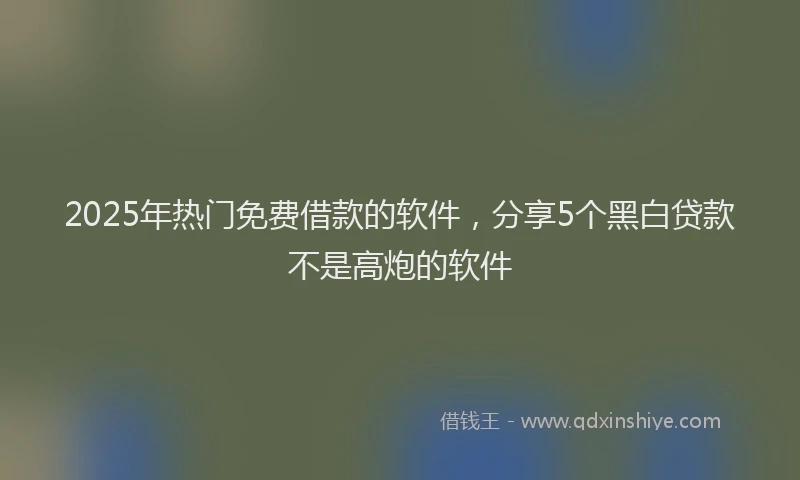 2025年热门免费借款的软件，分享5个黑白贷款不是高炮的软件