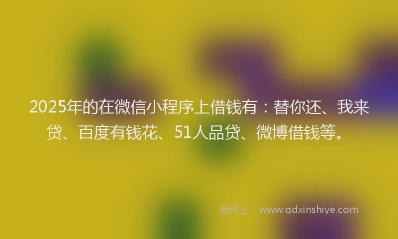 2025年的在微信小程序上借钱有：替你还、我来贷、百度有钱花、51人品贷、微博借钱等。
