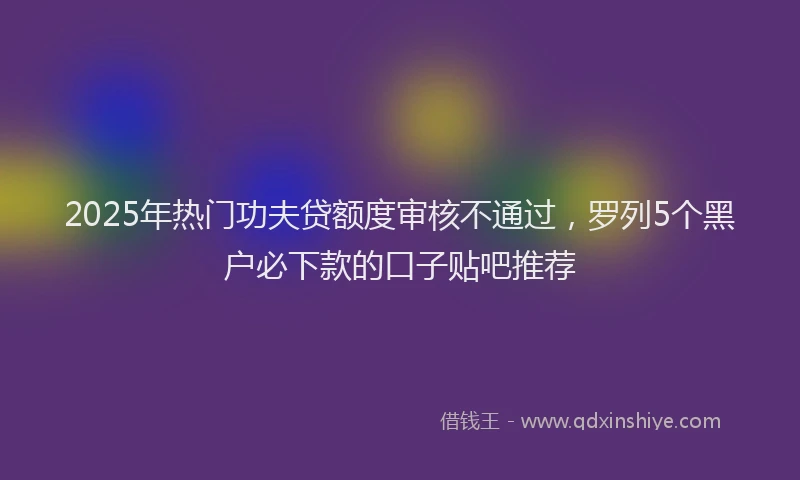 2025年热门功夫贷额度审核不通过，罗列5个黑户必下款的口子贴吧推荐