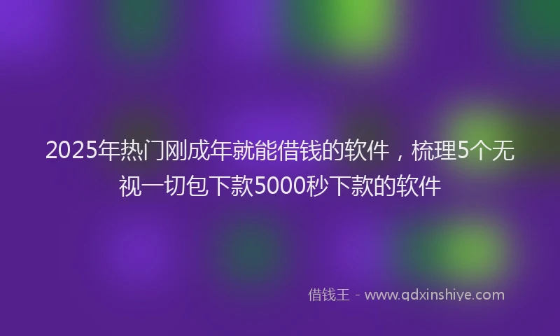2025年热门刚成年就能借钱的软件，梳理5个无视一切包下款5000秒下款的软件