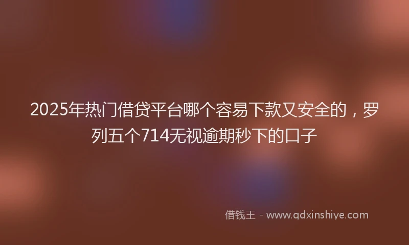 2025年热门借贷平台哪个容易下款又安全的，罗列五个714无视逾期秒下的口子