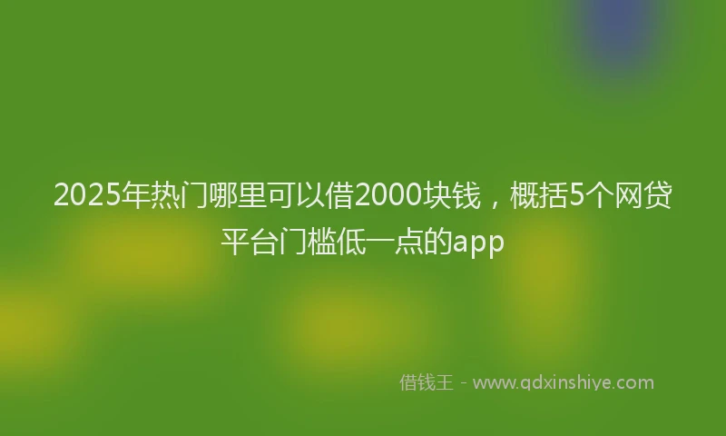 2025年热门哪里可以借2000块钱，概括5个网贷平台门槛低一点的app