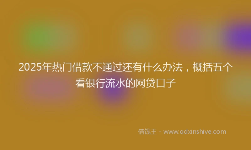 2025年热门借款不通过还有什么办法，概括五个看银行流水的网贷口子