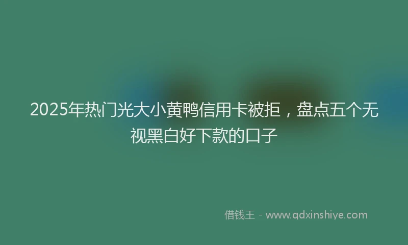 2025年热门光大小黄鸭信用卡被拒，盘点五个无视黑白好下款的口子