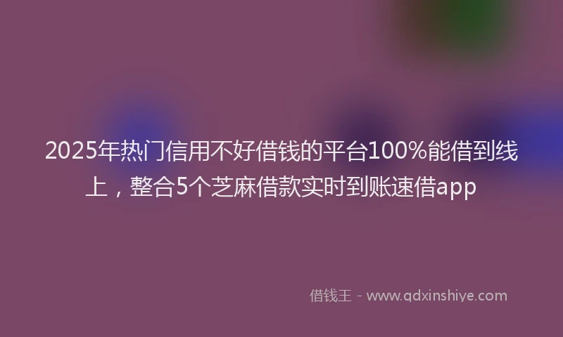 2025年热门信用不好借钱的平台100%能借到线上，整合5个芝麻借款实时到账速借app