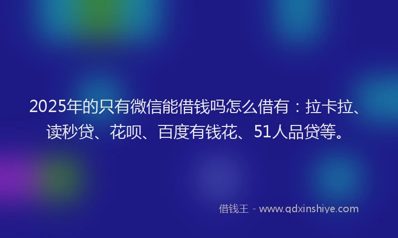 2025年的只有微信能借钱吗怎么借有：拉卡拉、读秒贷、花呗、百度有钱花、51人品贷等。