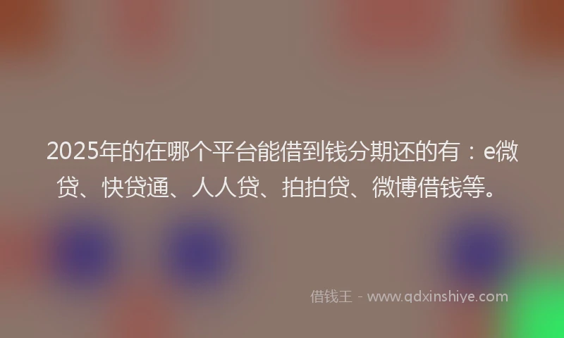 2025年的在哪个平台能借到钱分期还的有：e微贷、快贷通、人人贷、拍拍贷、微博借钱等。