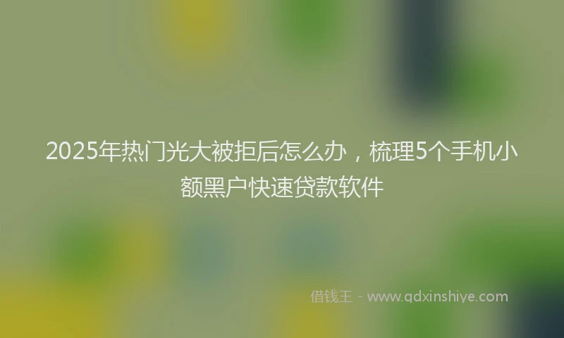 2025年热门光大被拒后怎么办，梳理5个手机小额黑户快速贷款软件