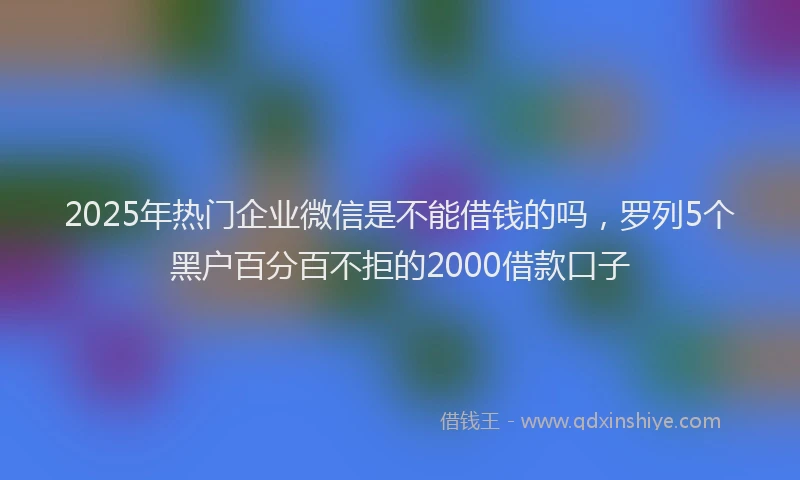2025年热门企业微信是不能借钱的吗，罗列5个黑户百分百不拒的2000借款口子