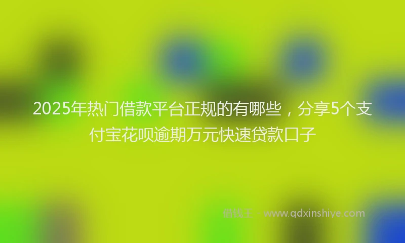2025年热门借款平台正规的有哪些，分享5个支付宝花呗逾期万元快速贷款口子