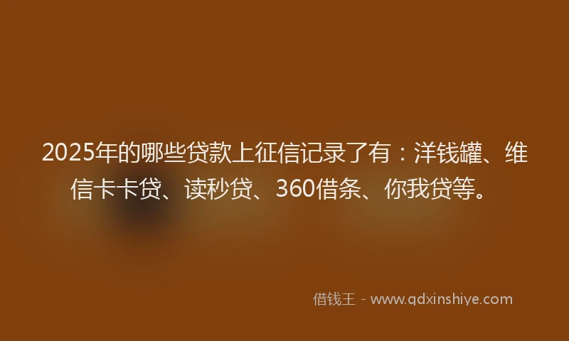 2025年的哪些贷款上征信记录了有：洋钱罐、维信卡卡贷、读秒贷、360借条、你我贷等。