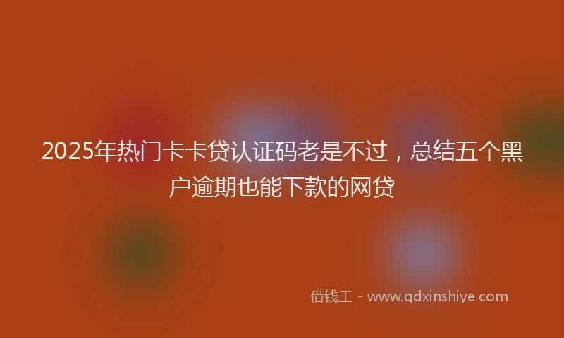 2025年热门卡卡贷认证码老是不过，总结五个黑户逾期也能下款的网贷