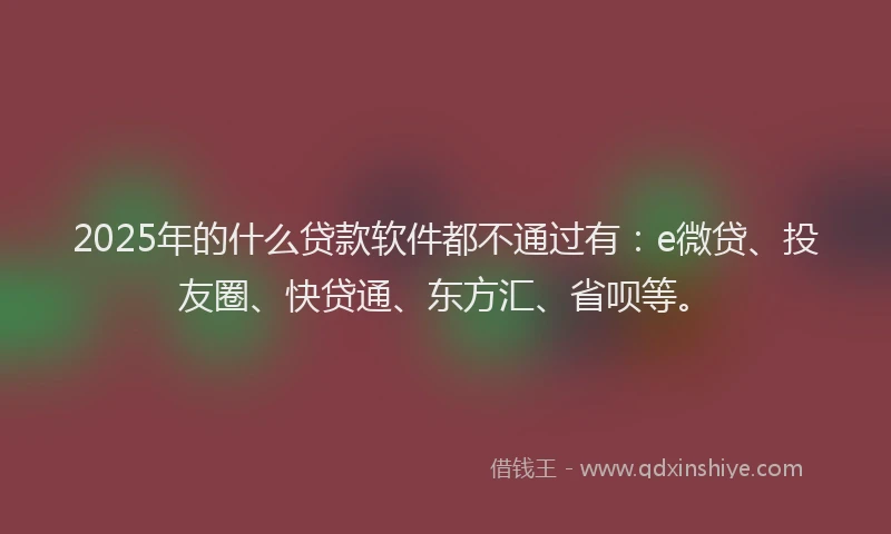 2025年的什么贷款软件都不通过有：e微贷、投友圈、快贷通、东方汇、省呗等。