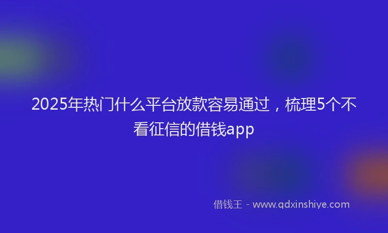 2025年热门什么平台放款容易通过，梳理5个不看征信的借钱app