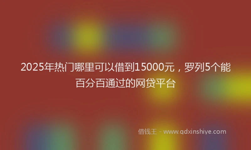 2025年热门哪里可以借到15000元，罗列5个能百分百通过的网贷平台