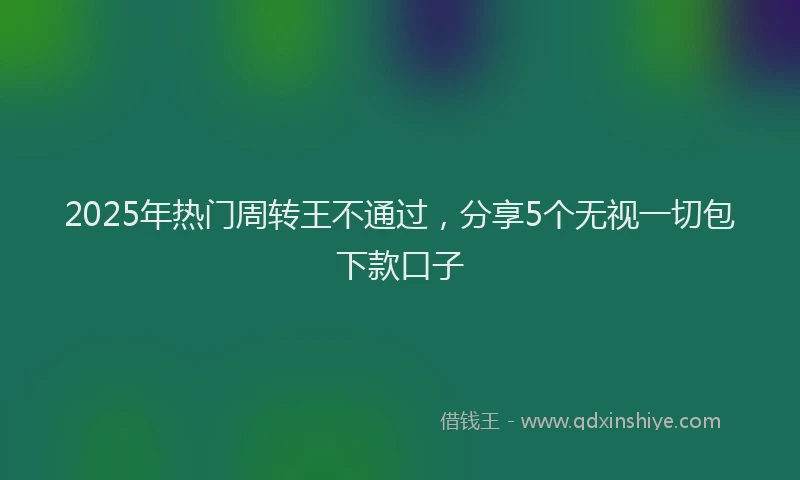 2025年热门周转王不通过，分享5个无视一切包下款口子