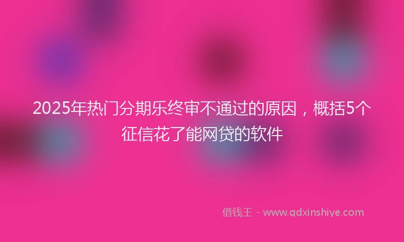 2025年热门分期乐终审不通过的原因,概括5个征信花了能网贷的软件