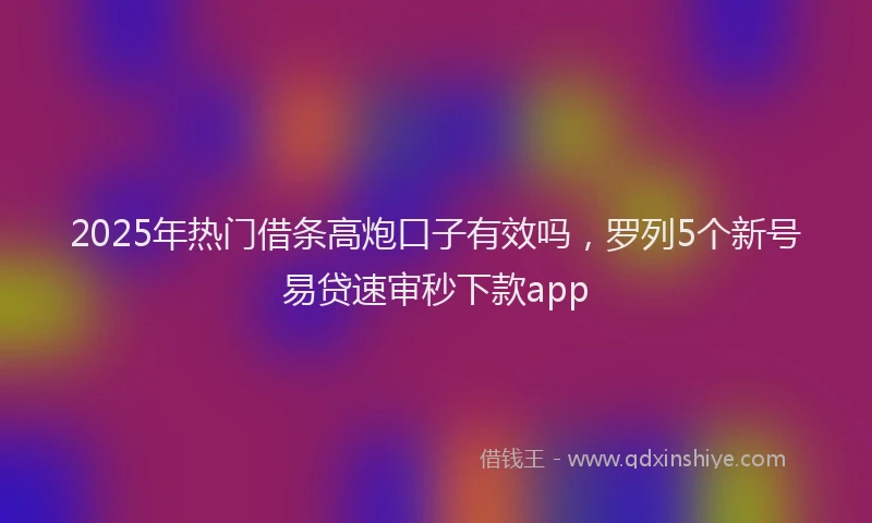 2025年热门借条高炮口子有效吗，罗列5个新号易贷速审秒下款app