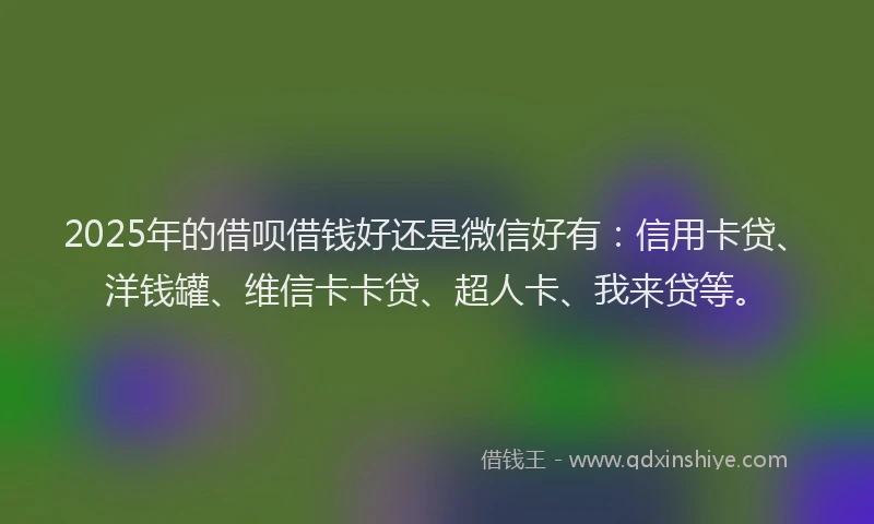 2025年的借呗借钱好还是微信好有：信用卡贷、洋钱罐、维信卡卡贷、超人卡、我来贷等。