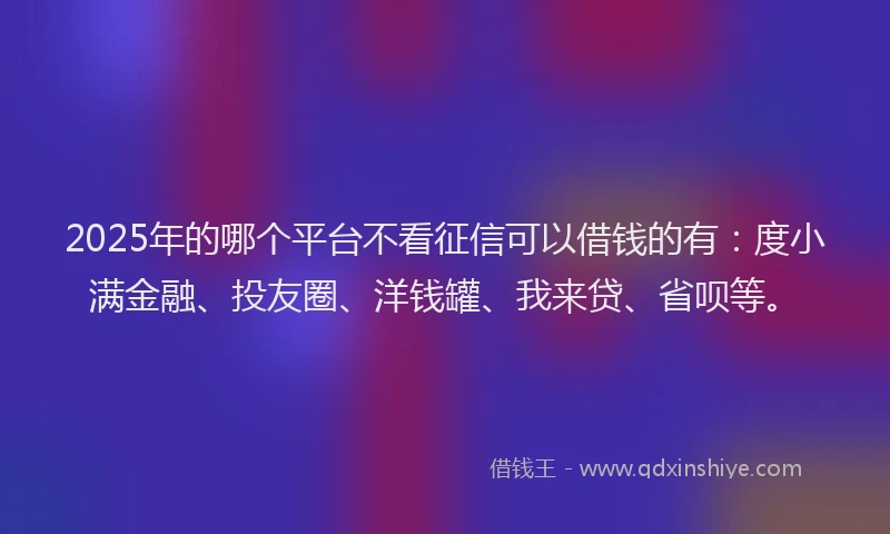 2025年的哪个平台不看征信可以借钱的有：度小满金融、投友圈、洋钱罐、我来贷、省呗等。