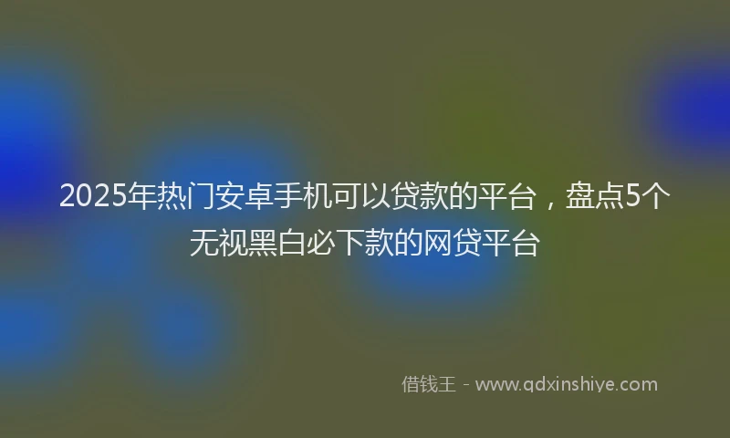 2025年热门安卓手机可以贷款的平台，盘点5个无视黑白必下款的网贷平台