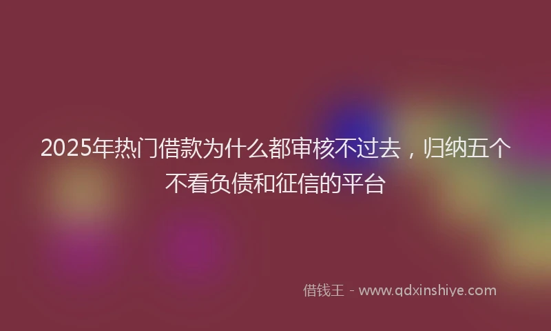 2025年热门借款为什么都审核不过去，归纳五个不看负债和征信的平台