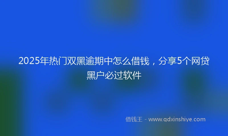 2025年热门双黑逾期中怎么借钱，分享5个网贷黑户必过软件