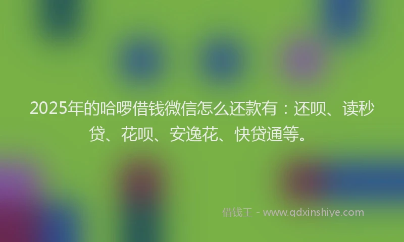 2025年的哈啰借钱微信怎么还款有：还呗、读秒贷、花呗、安逸花、快贷通等。