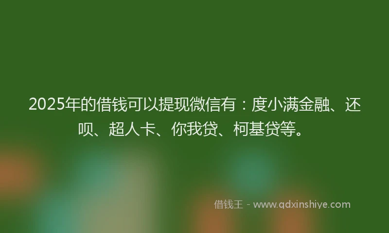 2025年的借钱可以提现微信有：度小满金融、还呗、超人卡、你我贷、柯基贷等。