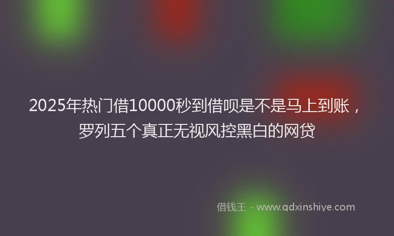 2025年热门借10000秒到借呗是不是马上到账，罗列五个真正无视风控黑白的网贷