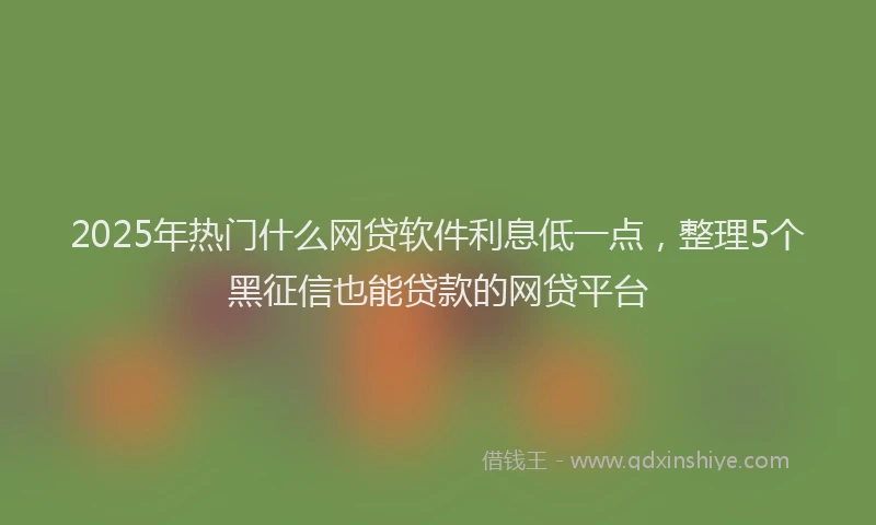 2025年热门什么网贷软件利息低一点，整理5个黑征信也能贷款的网贷平台