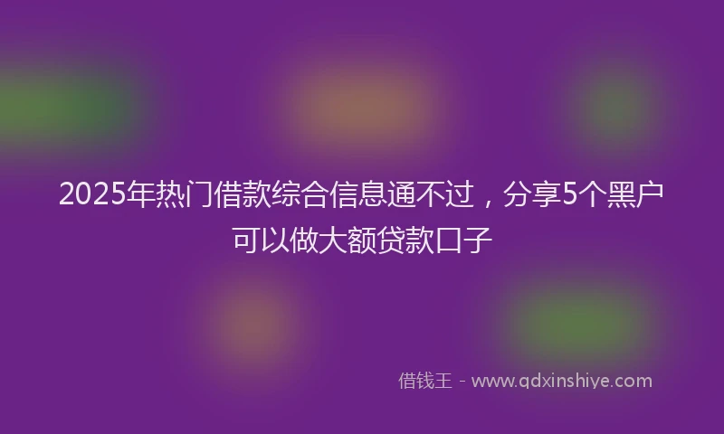 2025年热门借款综合信息通不过，分享5个黑户可以做大额贷款口子