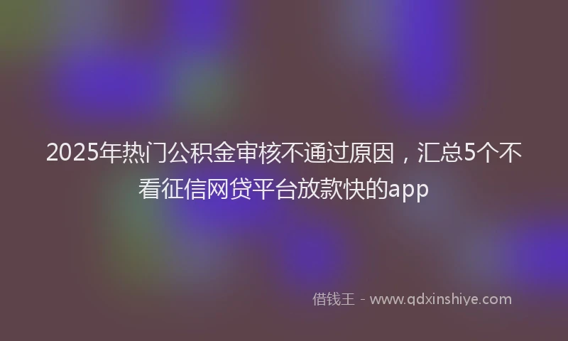 2025年热门公积金审核不通过原因，汇总5个不看征信网贷平台放款快的app