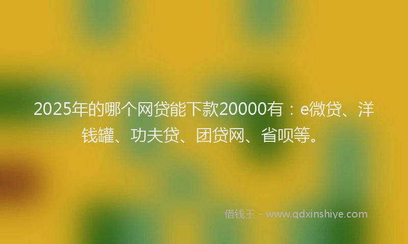 2025年的哪个网贷能下款20000有：e微贷、洋钱罐、功夫贷、团贷网、省呗等。