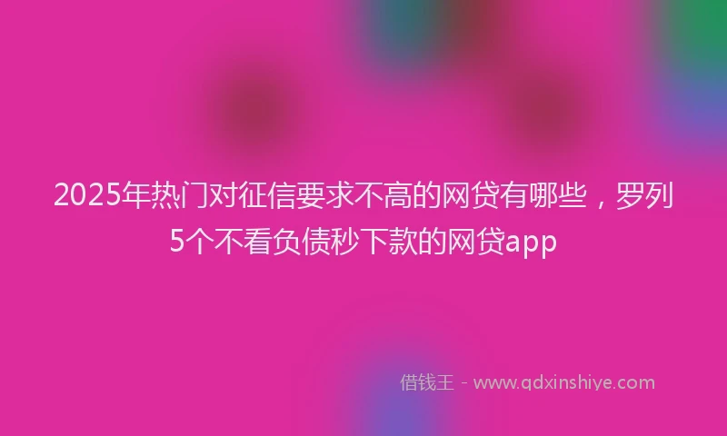 2025年热门对征信要求不高的网贷有哪些，罗列5个不看负债秒下款的网贷app