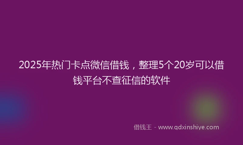 2025年热门卡点微信借钱，整理5个20岁可以借钱平台不查征信的软件
