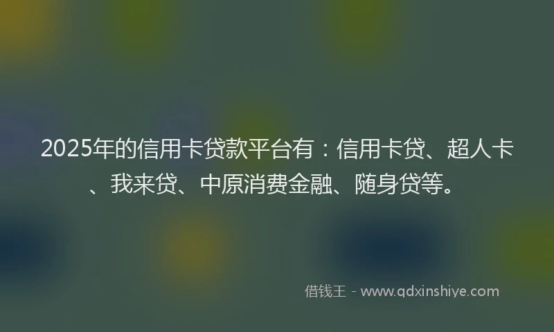 2025年的信用卡贷款平台有：信用卡贷、超人卡、我来贷、中原消费金融、随身贷等。