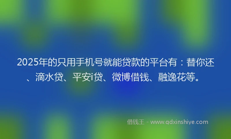 2025年的只用手机号就能贷款的平台有：替你还、滴水贷、平安i贷、微博借钱、融逸花等。