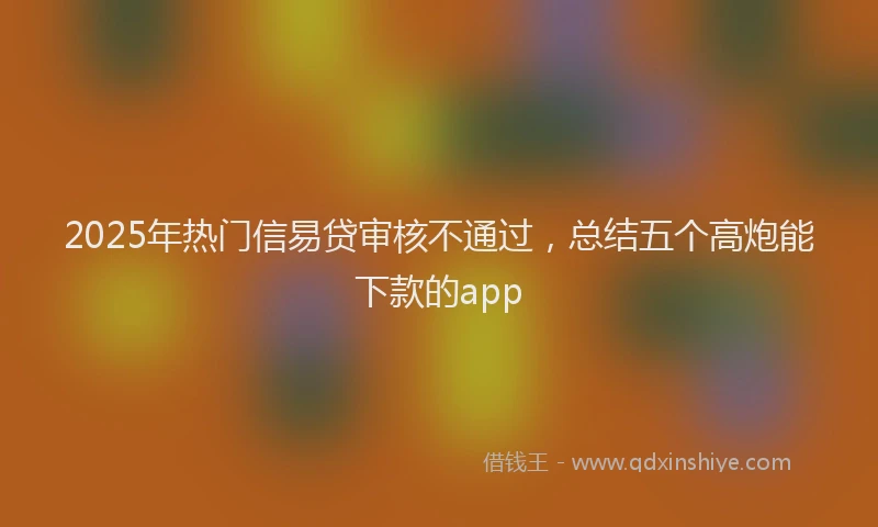 2025年热门信易贷审核不通过，总结五个高炮能下款的app