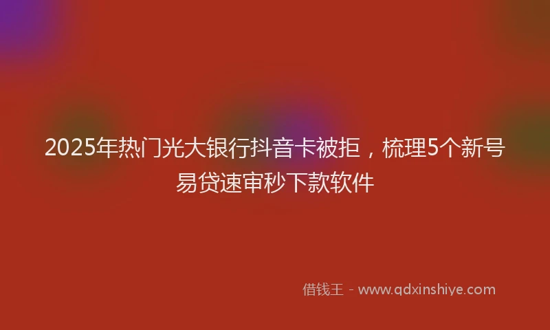 2025年热门光大银行抖音卡被拒，梳理5个新号易贷速审秒下款软件