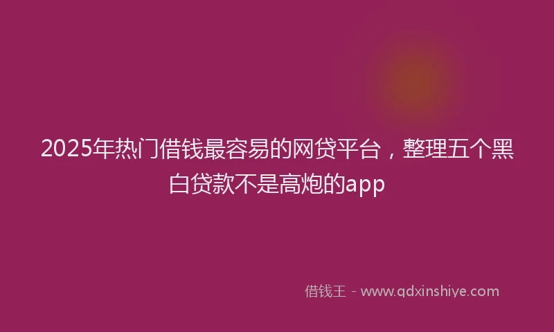 2025年热门借钱最容易的网贷平台，整理五个黑白贷款不是高炮的app