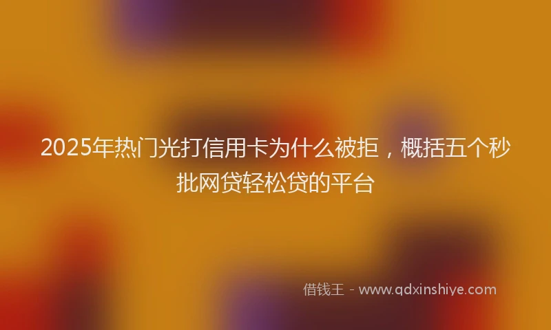 2025年热门光打信用卡为什么被拒，概括五个秒批网贷轻松贷的平台