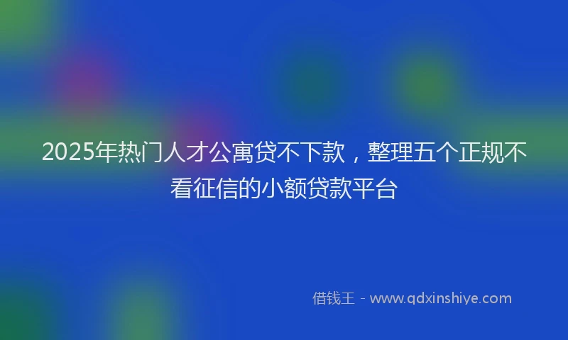 2025年热门人才公寓贷不下款，整理五个正规不看征信的小额贷款平台