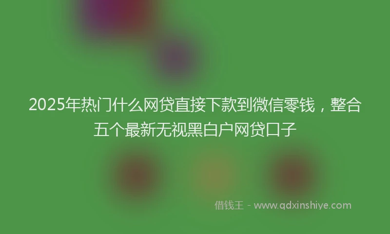 2025年热门什么网贷直接下款到微信零钱，整合五个最新无视黑白户网贷口子