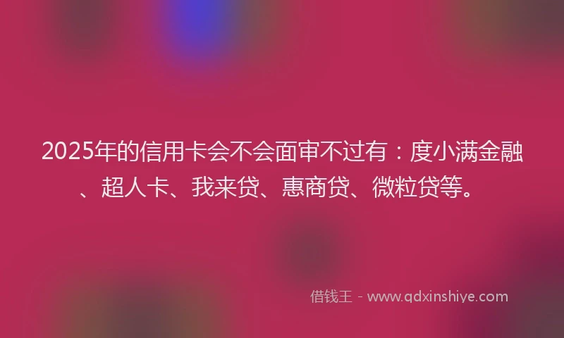 2025年的信用卡会不会面审不过有：度小满金融、超人卡、我来贷、惠商贷、微粒贷等。