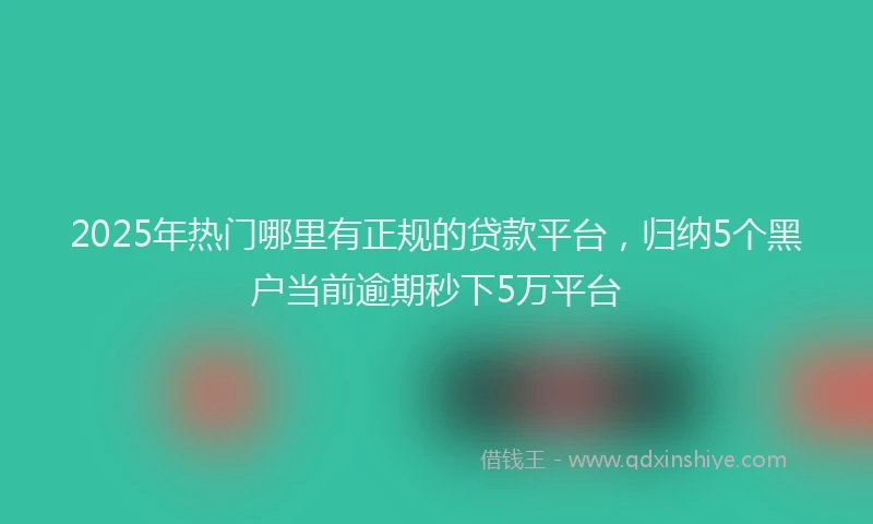 2025年热门哪里有正规的贷款平台，归纳5个黑户当前逾期秒下5万平台